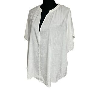 H&M White Dolman Deep Notched Neck Top N0541
